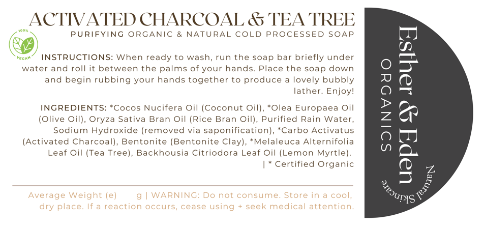 Activated Charcoal and Tea Tree Organic Bar Soap
