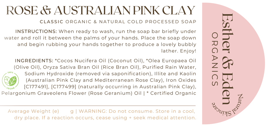 Rose & Australian Pink Clay Organic Bar Soap