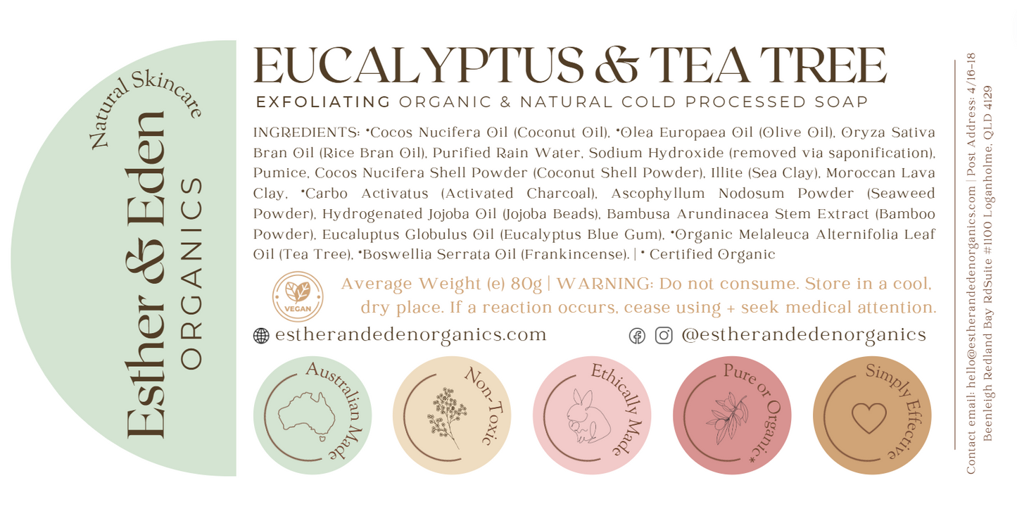 Eucalyptus and Tea Tree (Exfoliating) Organic Bar Soap